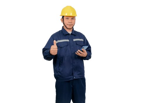 A man wearing a mechanic's work uniform png