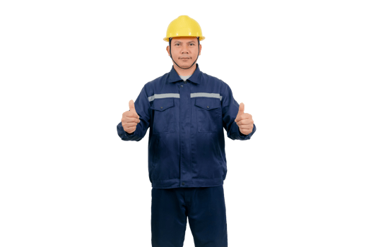 A man wearing a mechanic's work uniform png