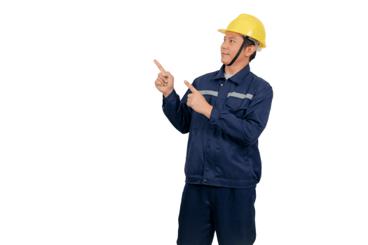 A man wearing a mechanic's work uniform png