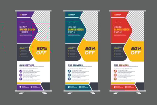 Vector corporate roll up banner design or business products template