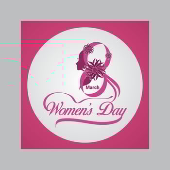 Happy Women's Day 8 march pink color design with  icon and text effect vector