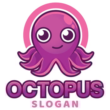Modern flat design simple minimalist cute squid octopus logo icon design template vector with modern illustration concept style for restaurant, product, label, brand, cafe, badge, emblem