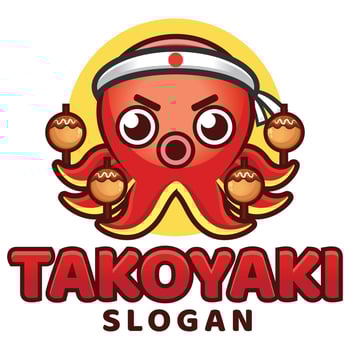 Modern flat design simple minimalist cute octopus takoyaki mascot character logo icon design template vector with modern illustration concept style for restaurant, product, label, brand, cafe, badge
