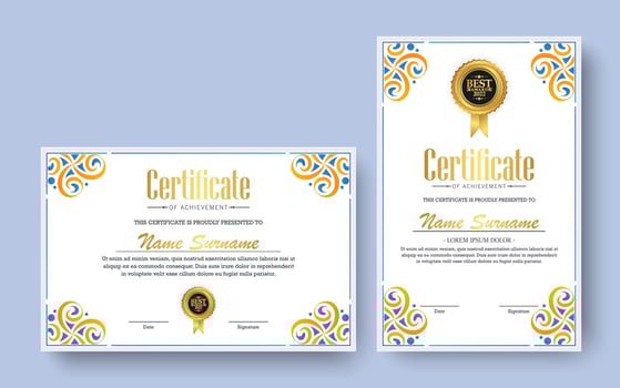 Achievement certificate best award diploma vector
