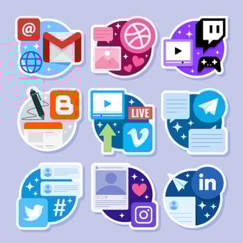 Online Tech Social Media Sticker Set vector