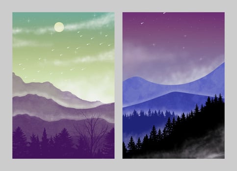 Natural abstract mountain on set. Mid century modern minimalist art print. Abstract contemporary aesthetic backgrounds landscape. vector illustrations