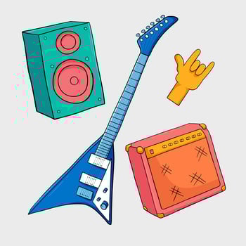 Rock music cartoon illustration set vector