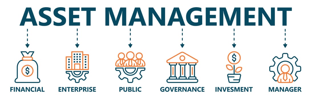 Asset Management icon vector illustration banner web icon for Asset, management, Financial, enterprise, public, governance, invesment, manager