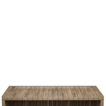 Wooden table, wood table top front view 3d render isolated png