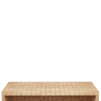 Wooden table, wood table top front view 3d render isolated png