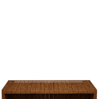 Wooden table, wood table top front view 3d render isolated png