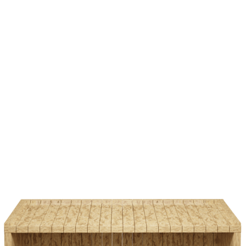Wooden table, wood table top front view 3d render isolated png