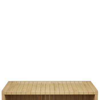 Wooden table, wood table top front view 3d render isolated png