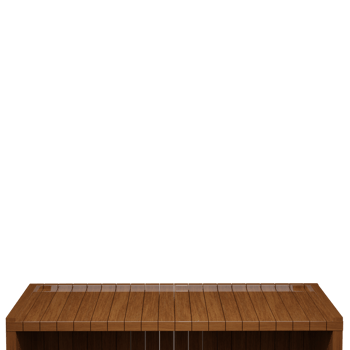 Wooden table, wood table top front view 3d render isolated png