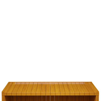 Wooden table, wood table top front view 3d render isolated png