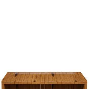 Wooden table, wood table top front view 3d render isolated png