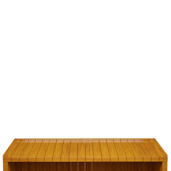 Wooden table, wood table top front view 3d render isolated png