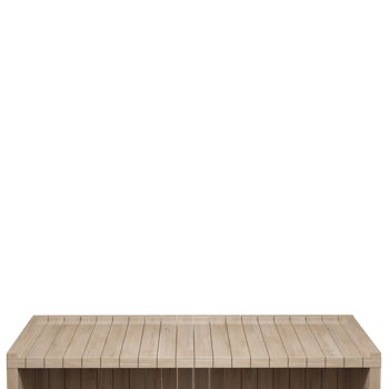 Wooden table, wood table top front view 3d render isolated png