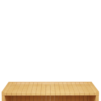 Wooden table, wood table top front view 3d render isolated png