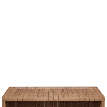 Wooden table, wood table top front view 3d render isolated png