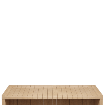Wooden table, wood table top front view 3d render isolated png