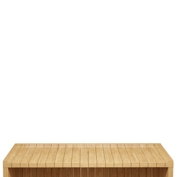 Wooden table, wood table top front view 3d render isolated png