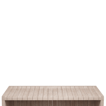 Wooden table, wood table top front view 3d render isolated png