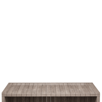 Wooden table, wood table top front view 3d render isolated png