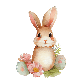 easter bunny watercolor flowers. AI Generated png