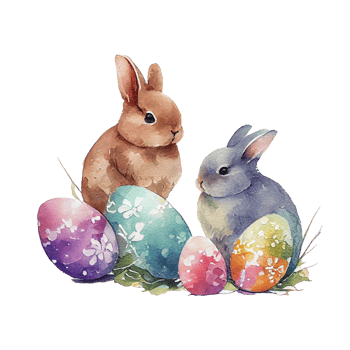 watercolor rabbit spring flowers easter png