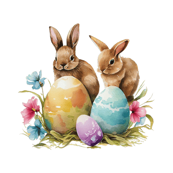 watercolor rabbit spring flowers easter png