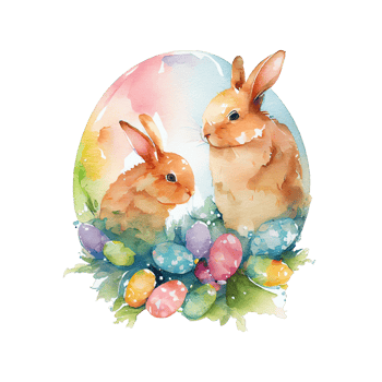 easter bunny watercolor flowers. AI Generated png