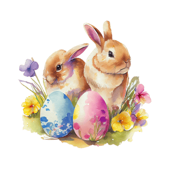 watercolor rabbit spring flowers easter png