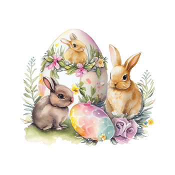 easter bunny watercolor flowers. AI Generated png