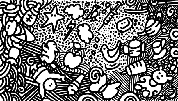 Black and white doodle background illustration vector