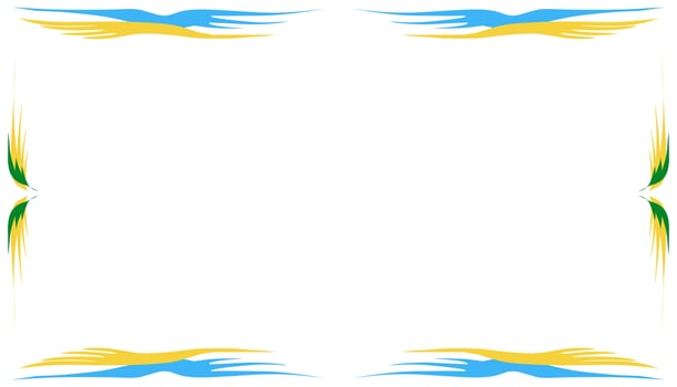 Abstract background with texture frame border with green, blue, yellow wing patterns vector