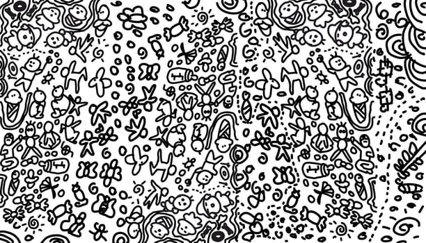Black and white doodle background illustration vector