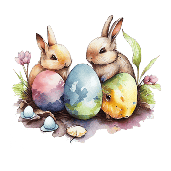 easter bunny watercolor flowers. AI Generated png