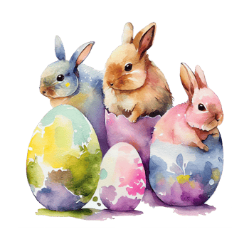 easter bunny watercolor flowers. AI Generated png