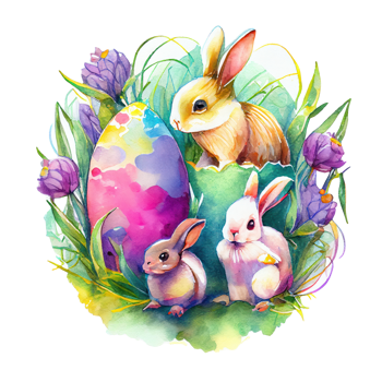 easter bunny watercolor flowers. AI Generated png
