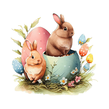 easter bunny watercolor flowers. AI Generated png