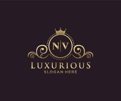 Initial NV Letter Royal Luxury Logo template in vector art for Restaurant, Royalty, Boutique, Cafe, Hotel, Heraldic, Jewelry, Fashion and other vector illustration.