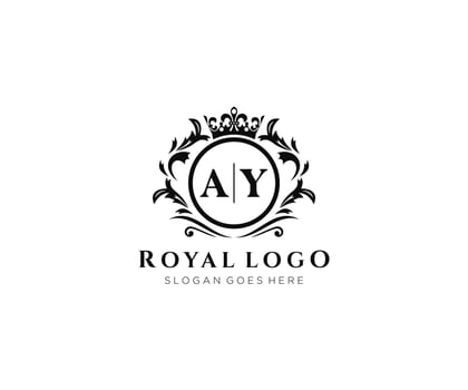 Initial AY Letter Luxurious Brand Logo Template, for Restaurant, Royalty, Boutique, Cafe, Hotel, Heraldic, Jewelry, Fashion and other vector illustration.