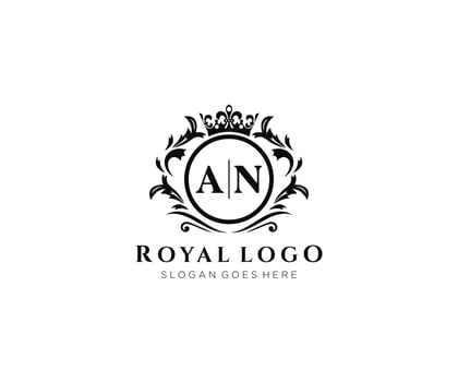 Initial AN Letter Luxurious Brand Logo Template, for Restaurant, Royalty, Boutique, Cafe, Hotel, Heraldic, Jewelry, Fashion and other vector illustration.