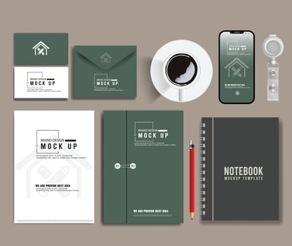 stylish business stationery items set with Vector Design