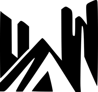 black and white of mountain icon vector