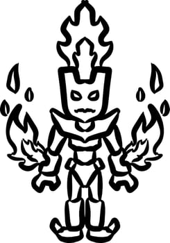 black and white of robot cartoon vector