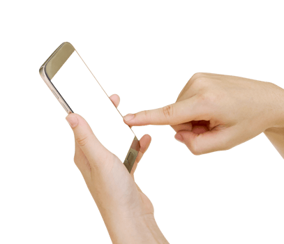 Woman using mobile smart phone isolated png