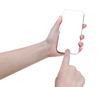 Woman using mobile smart phone isolated png