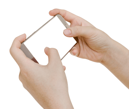 Woman using mobile smart phone isolated png
